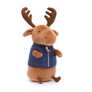 Jellycat Campfire Critter Moose Stuffed Animal in Brown and Blue